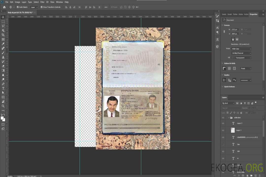 Look photo du passeport italien template Look photo du passeport italien template